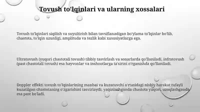 Tovush tólqinlari uchun Dopler effekti. Ultratovush va infratovush 3