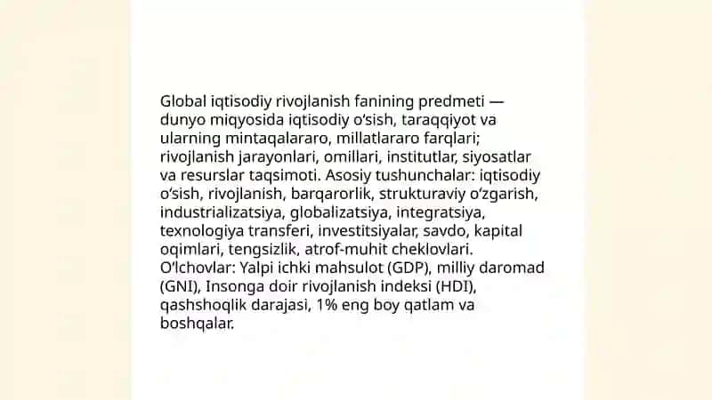 Global iqtisodiy rivojlanish fanining predmeti va vazifalari 3