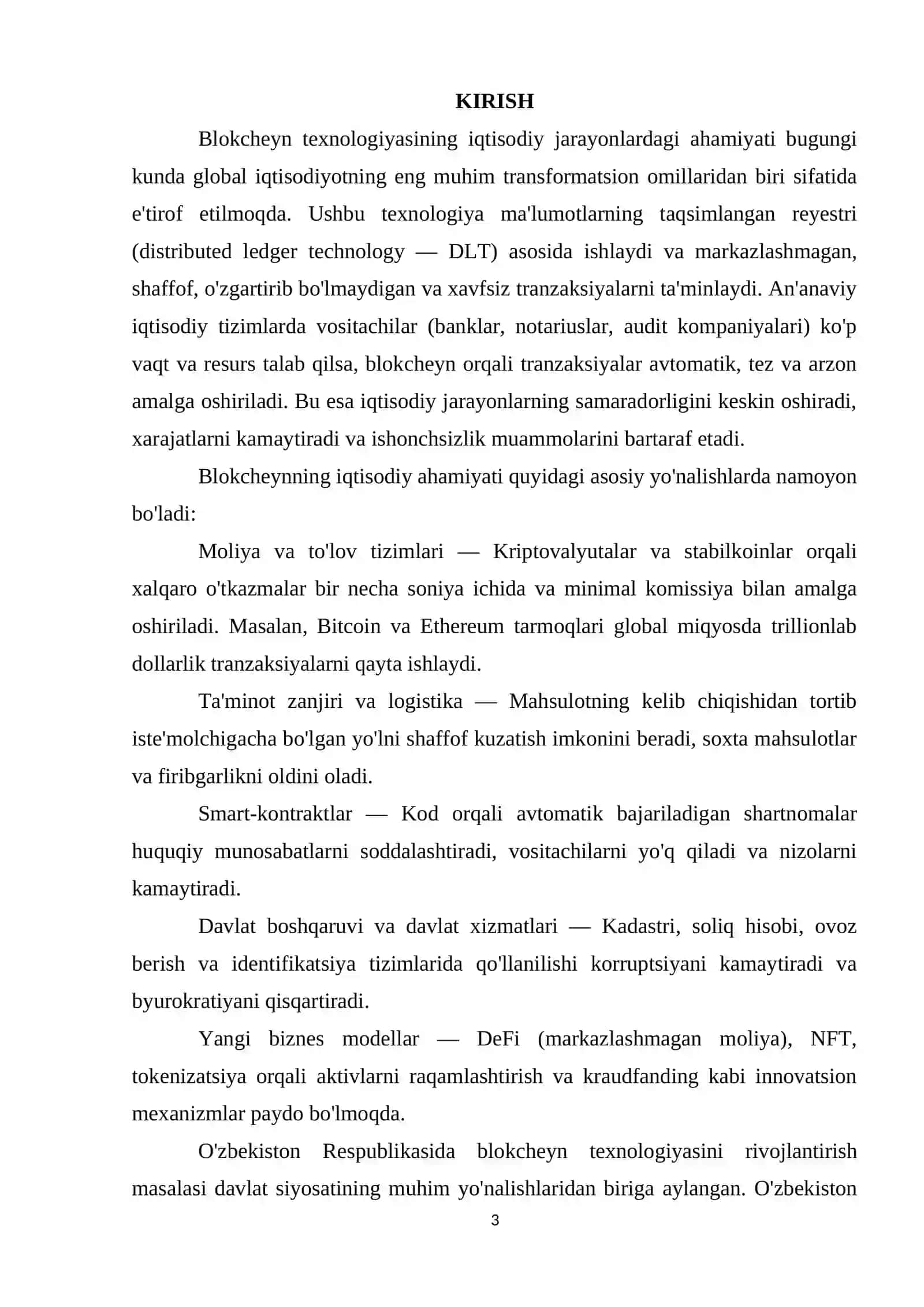 Blokcheyn texnologiyasining iqtisodiy jarayonlardagi ahamiyati 3