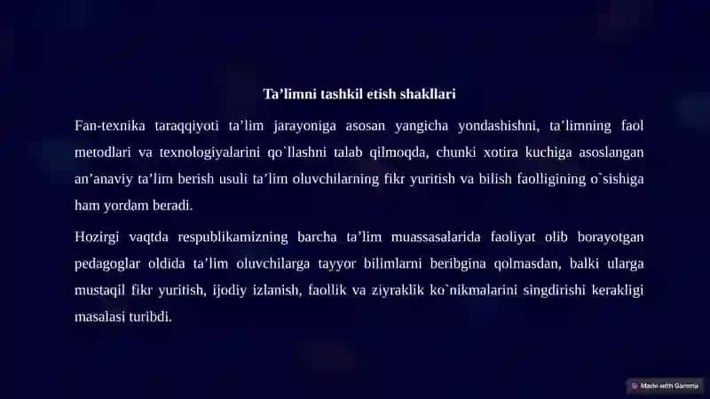 Maxsus fanlardan darslarni tashkil etish va nazorat qilish 3