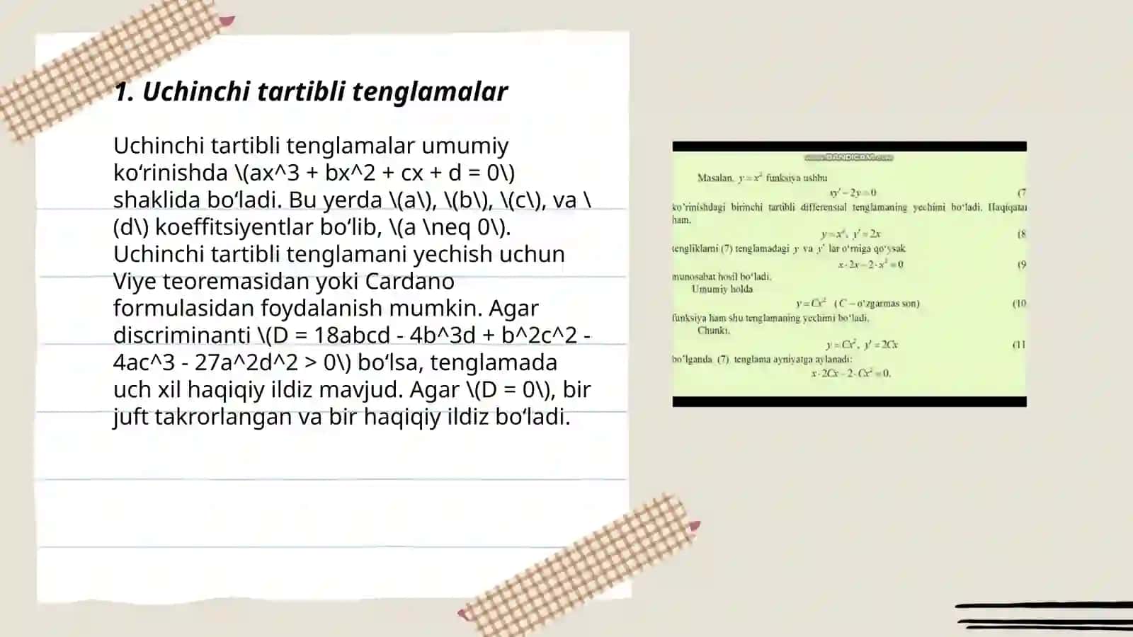 Uchinchi va to'rtinchi tartibli tenglamalar 3