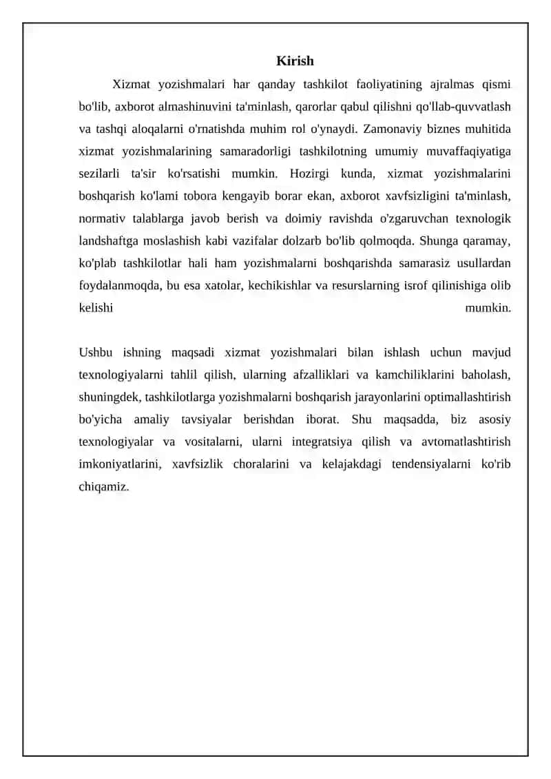 Xizmat yozishmalari bilan ishlash texnologiyalari 3