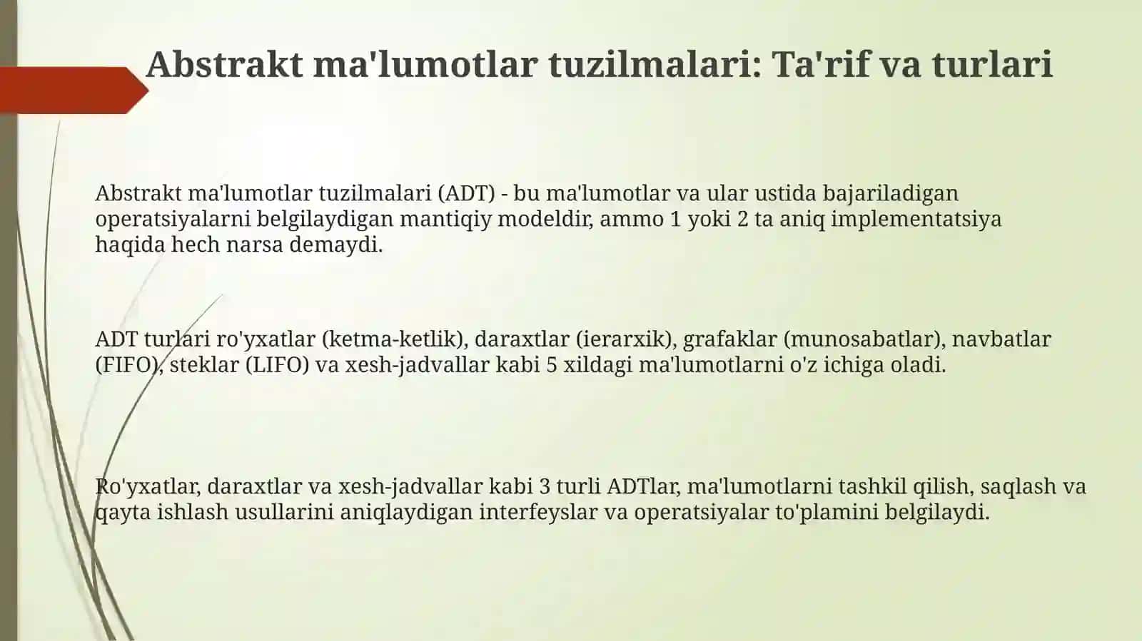Abstrakt Ma'lumotlar Tuzilmasi 3