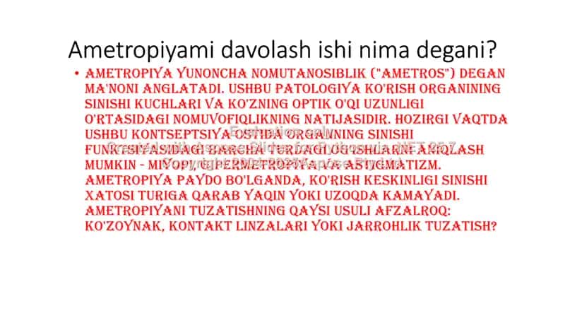 Ametropiyami medikomentoz davolash ishi 3