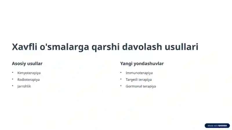 Xavfli o'smalarga qarshi vositalar 3