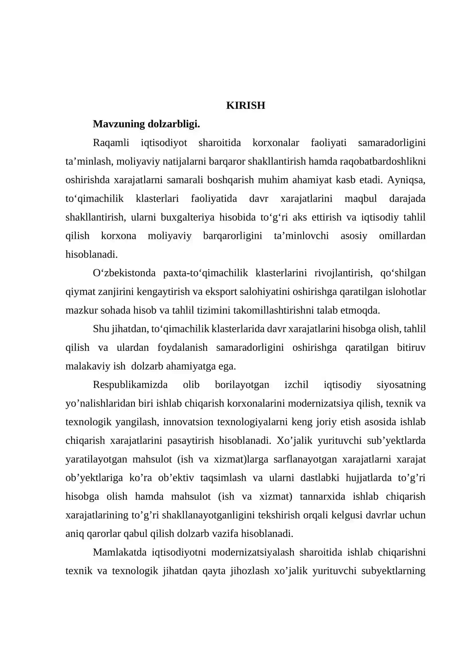 TO’QIMACHILIK KLASTERLARIDA DAVR XARAJATLARI, ULARNING BUXGALTERIYA HISOBI VA TAHLILI 3