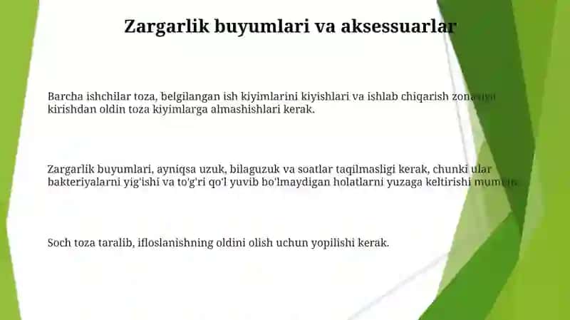 Xodimlarning shaxsiy gigenasiga sanitariya talablari 3