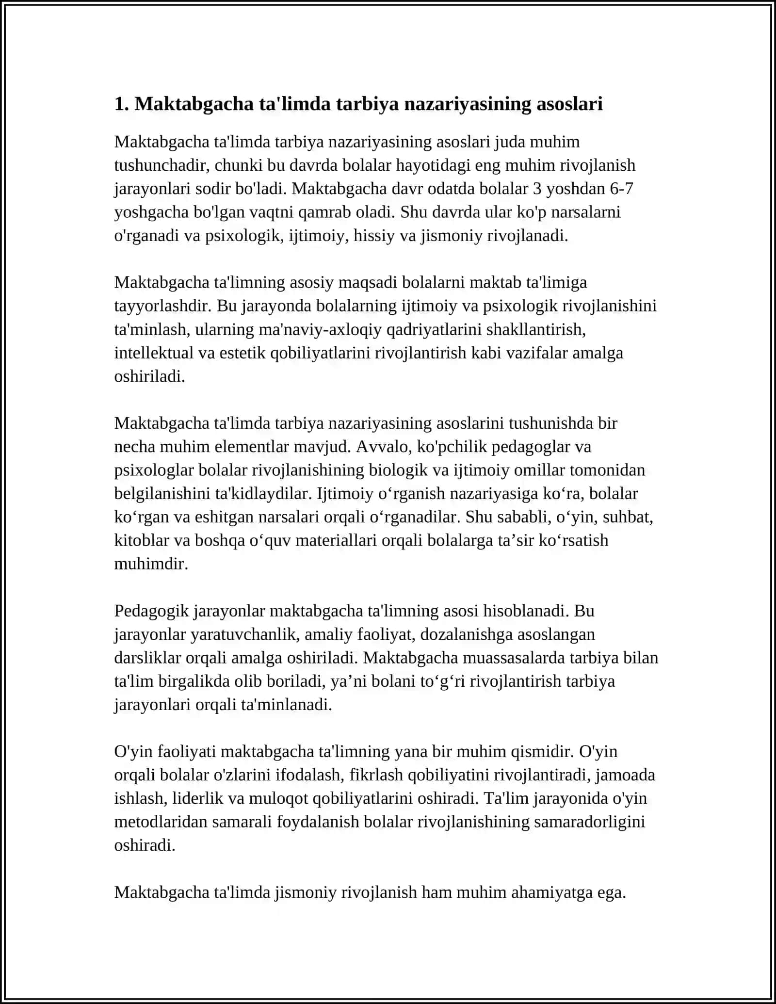 MAKTABGACHA TALIMDA TA'LIM TARBIYA NAZARIYASINING METODIKASI 3