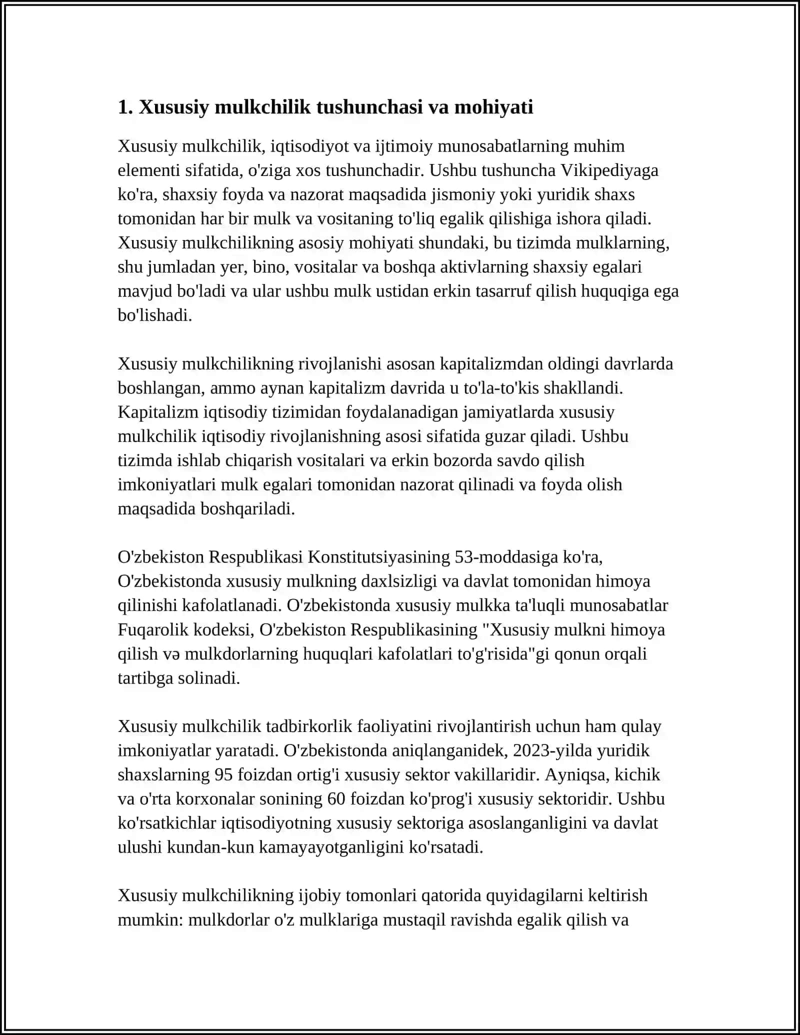 Xususiy Mulkchilik Asoslari 3