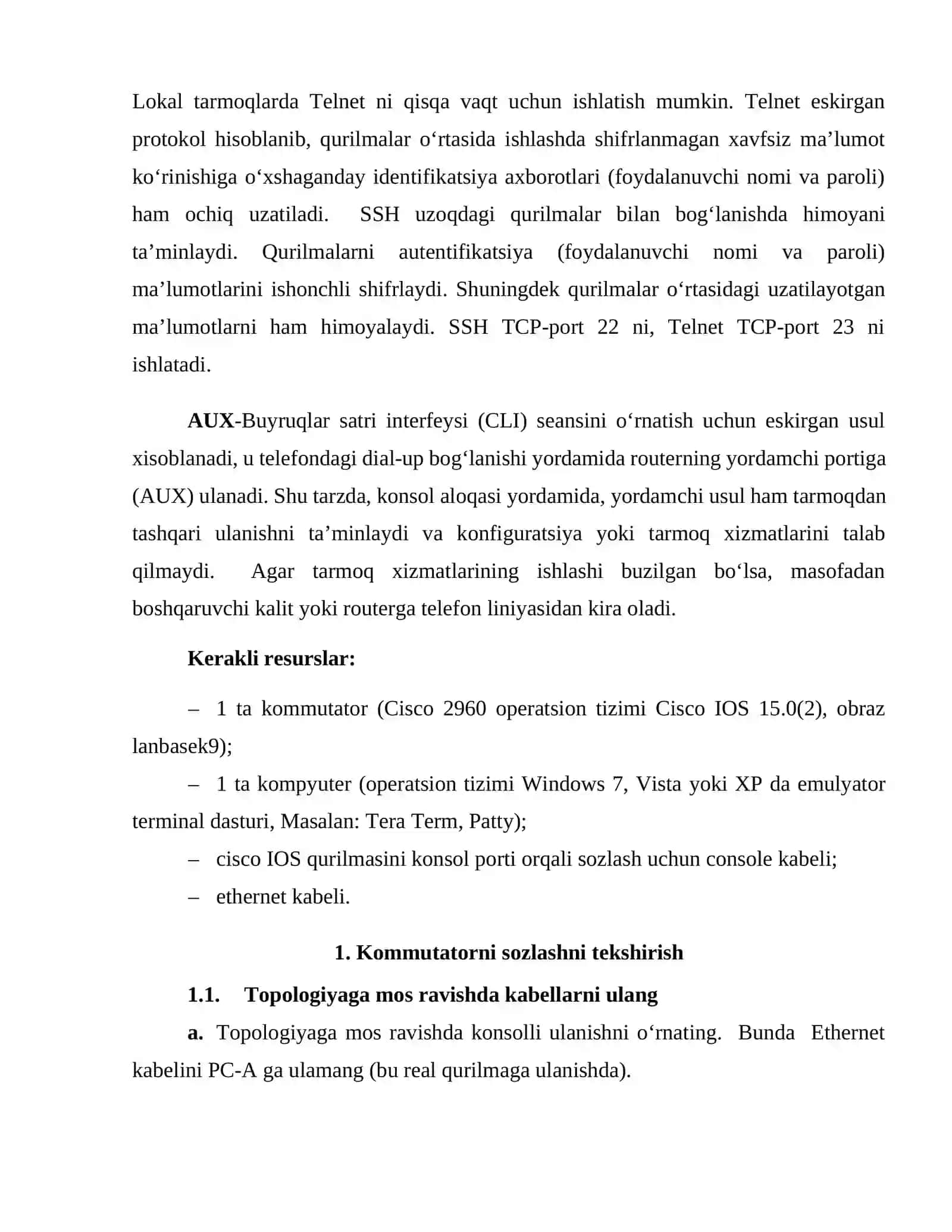 Tarmoq qurilmalarida dastlabki xavfsizlik sozlamalarini o’rnatish 3