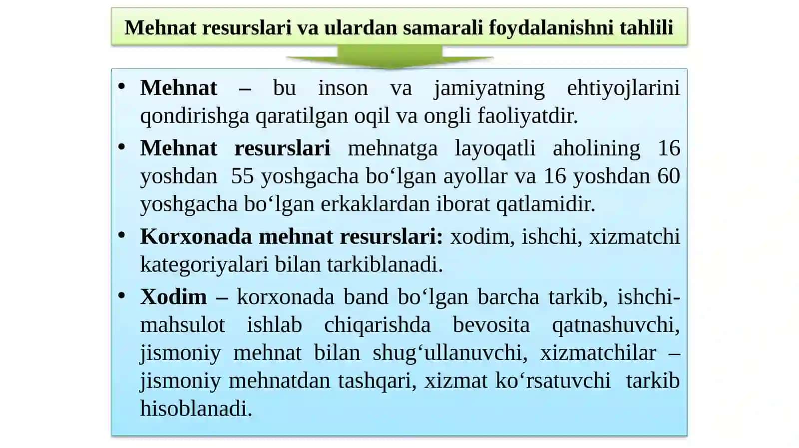 MEHNAT RESURSLARI BILAN TA’MINLANGANLIK VA MEHNAT UNUMDORLIGINI TAHLILI 3
