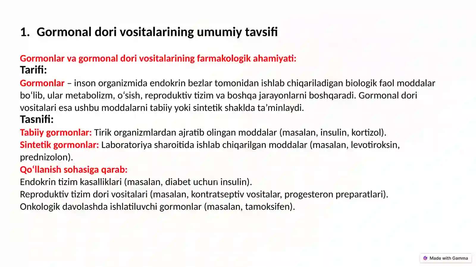 Gormonaldorivositalarning tovarshunosliktahlili 3