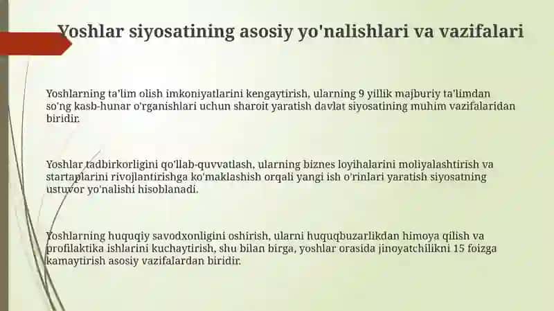 Yoshlar siyosatining asosiy yo'nalishlari va vazifalari 3