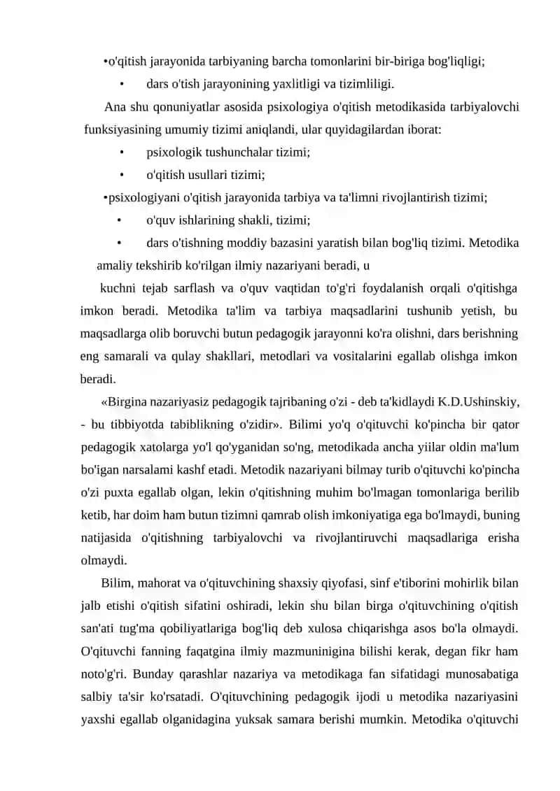 Psixologiya fanlarini o'qitish peredmeti va vazifalari 3
