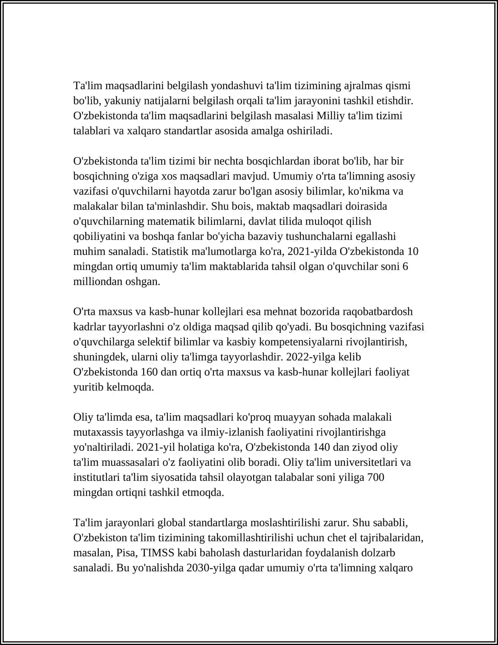 IMKONIYATI CHEK-LANGANBOLALARINI O‘QITISHDA TA’LIMMAQSADLARINI BELGI-LASHNINGAHAMIYATI. IMKONIYATICHEK-LANGAN BOLALARINIO‘QITISHDA TA’LIMMAQSADLARINI LOYIHALASH 3