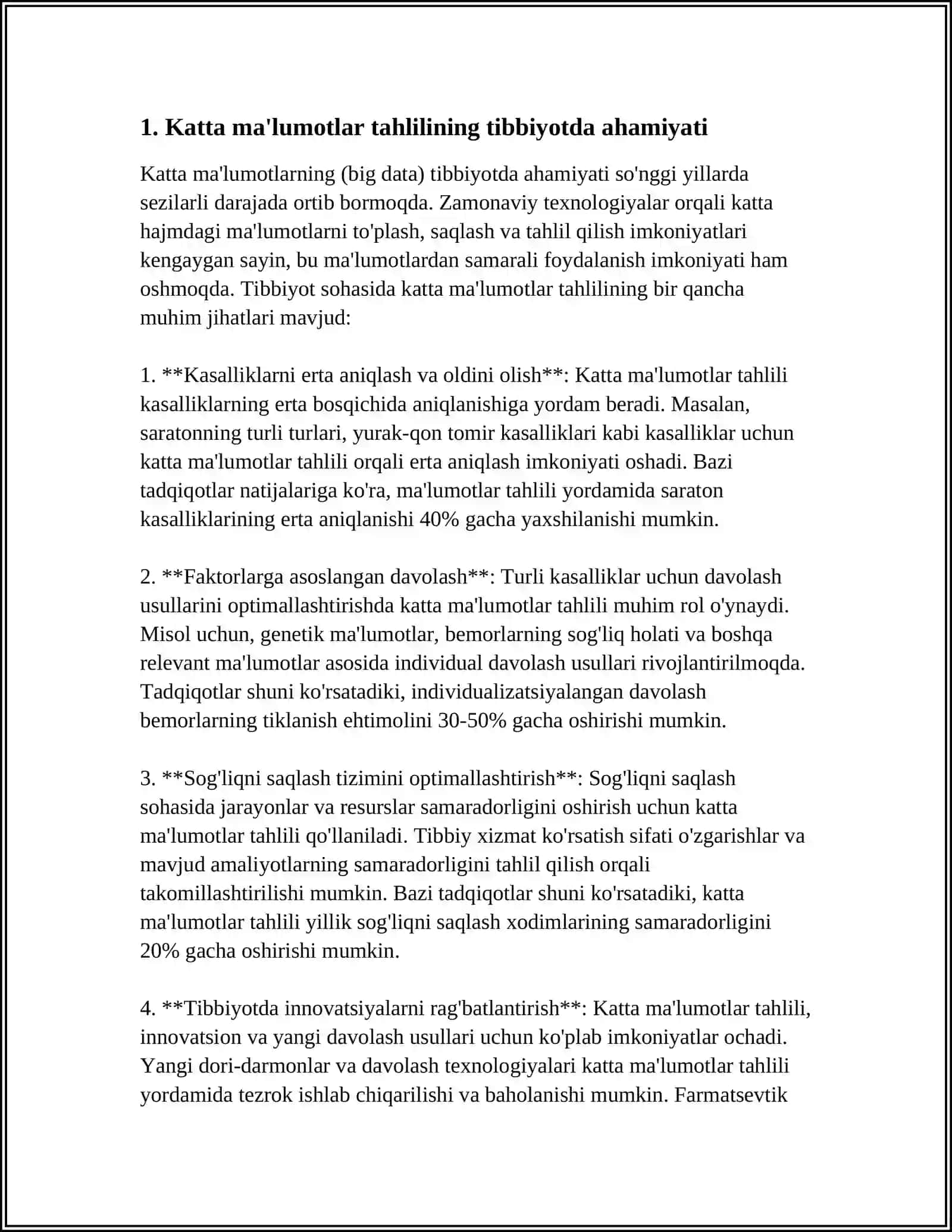 TIBBIYOT SOHASIDA BIG DATA TAHLILI VA PROGNOZLASH 3