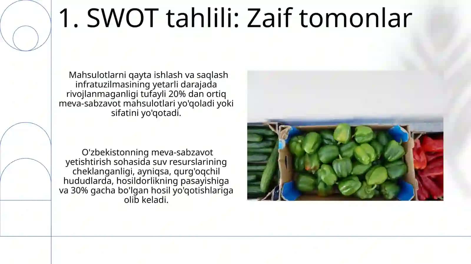 O'zbekistonda meva va sabzavotchilik va Swot tahlili 3