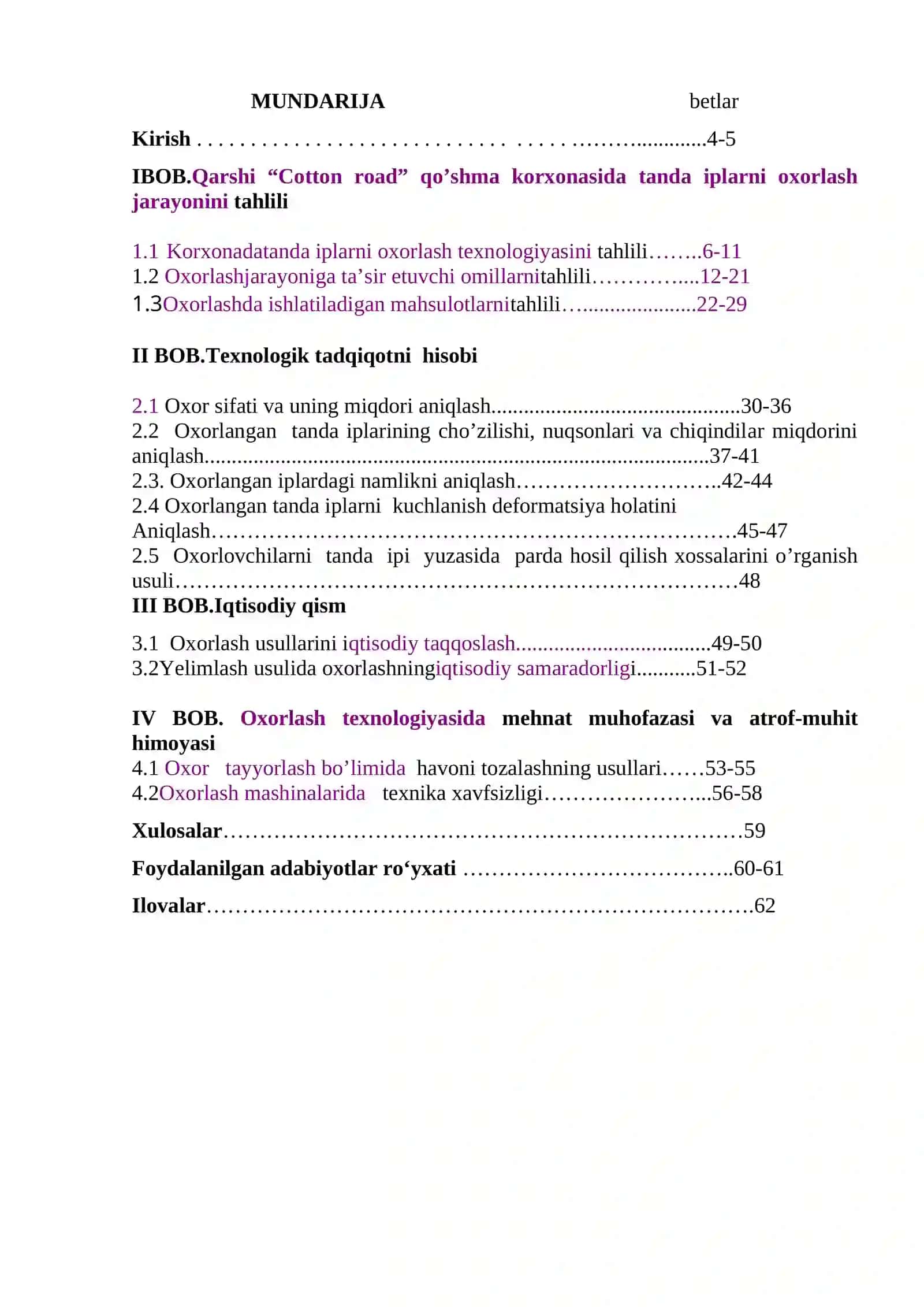 Tanda iplarni oxorlash jarayonini tadqiq qilish 3