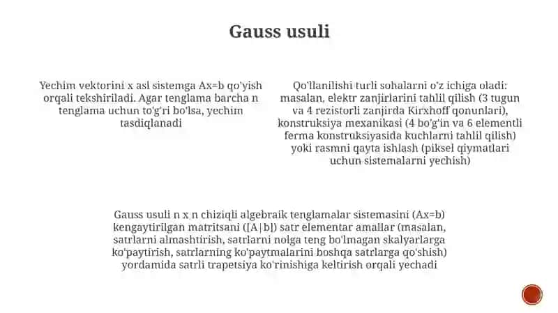 Chiziqli algebrik tenglamalar sistemasini yechish va tekshirish 3