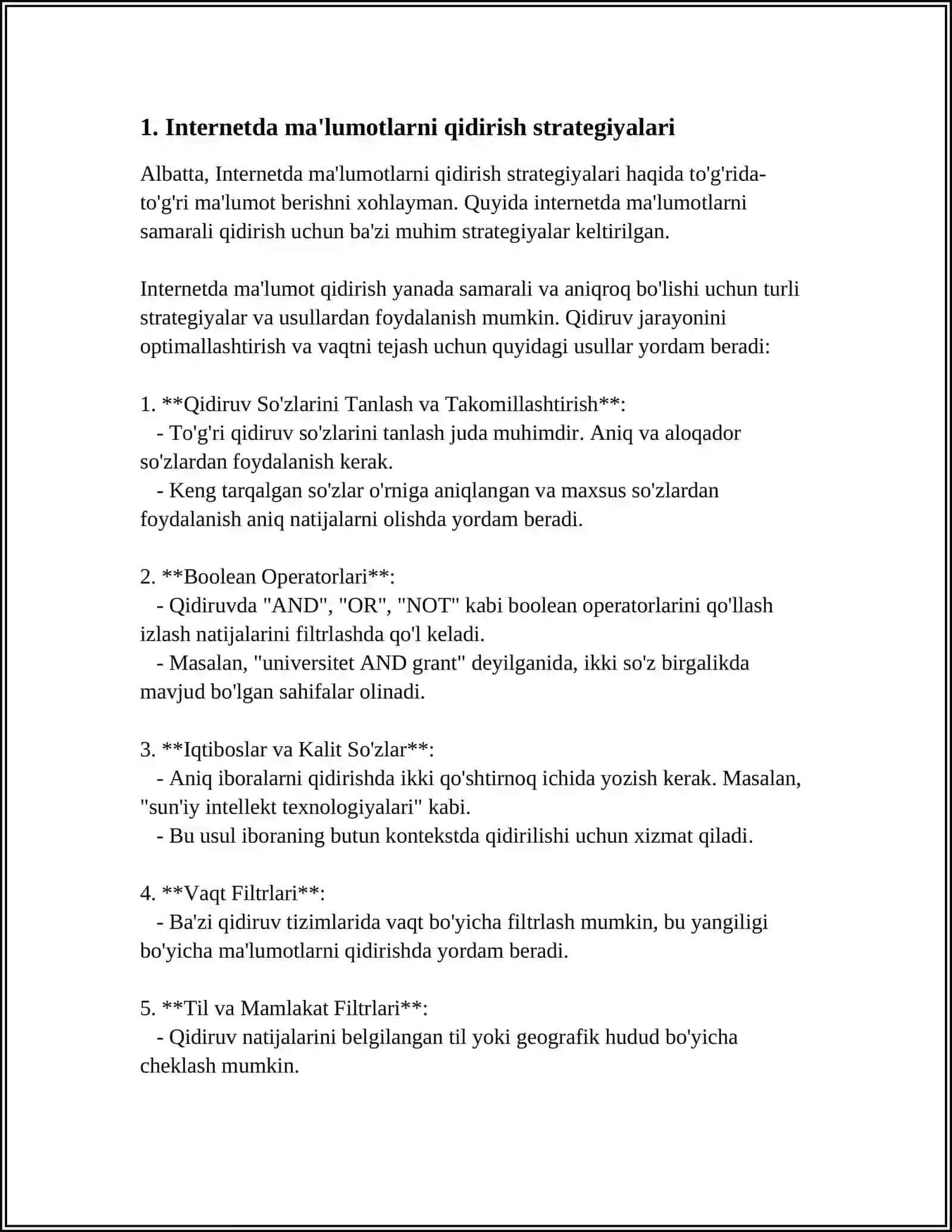 INTERNET TARMOG'IDA MUTAXASSISLIKKA DOIR MALUMOTLARNI IZLASH VA FOYDALANISH 3