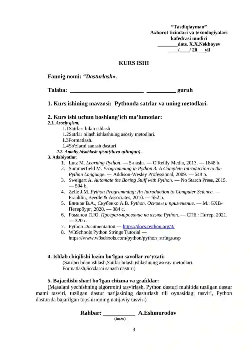 Pythonda satrlar va uning metodlari 3
