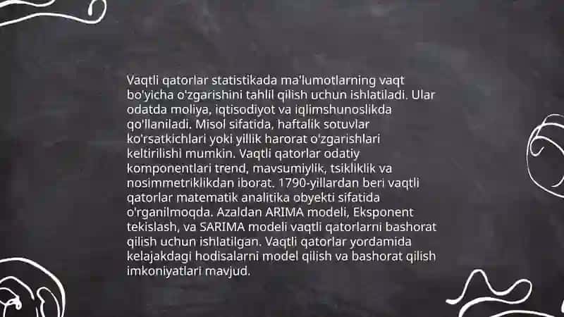 Vaqtli qatorlarni modellashtirish 3