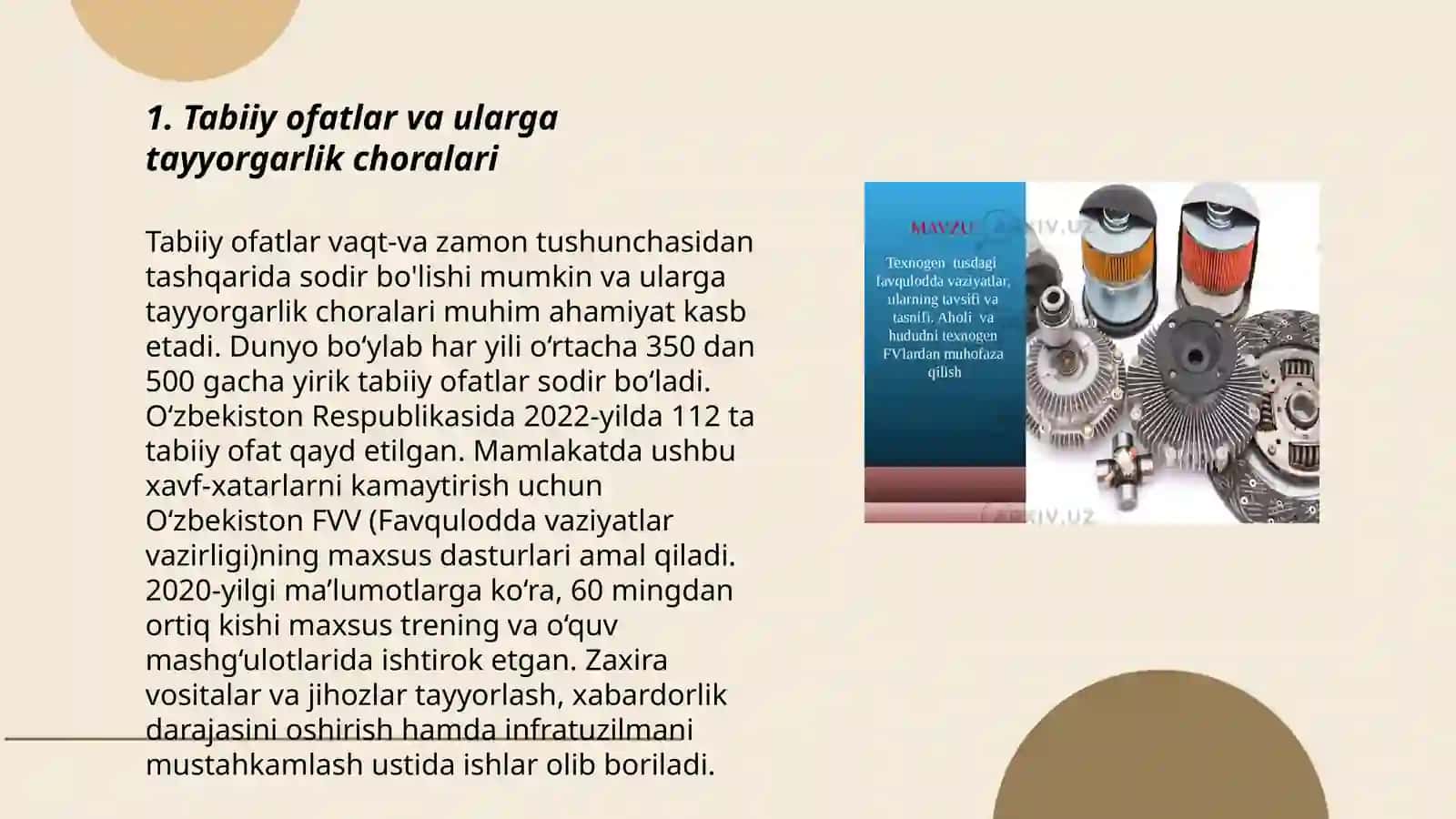 Tabiiy, texnogen, ekologik va ijtimoiy tusdagi favqulotda vaziyatlarda hayot faoliyati xavfsizligi va fuqaro muhofazasi 3