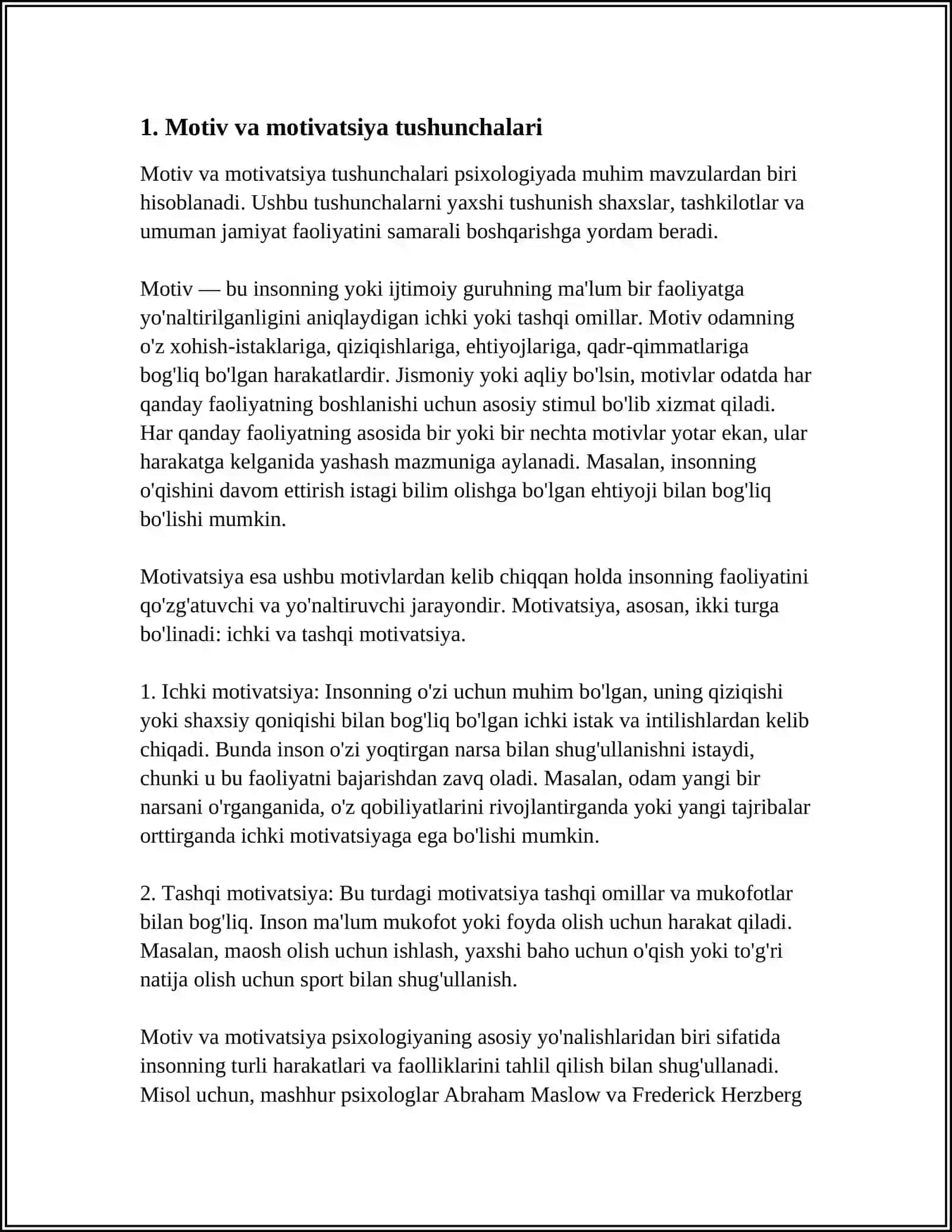 XORIJ PSIXOLOGIYASIDA MOTIV VA MOTIVATSIYA MUAMMOSI 3