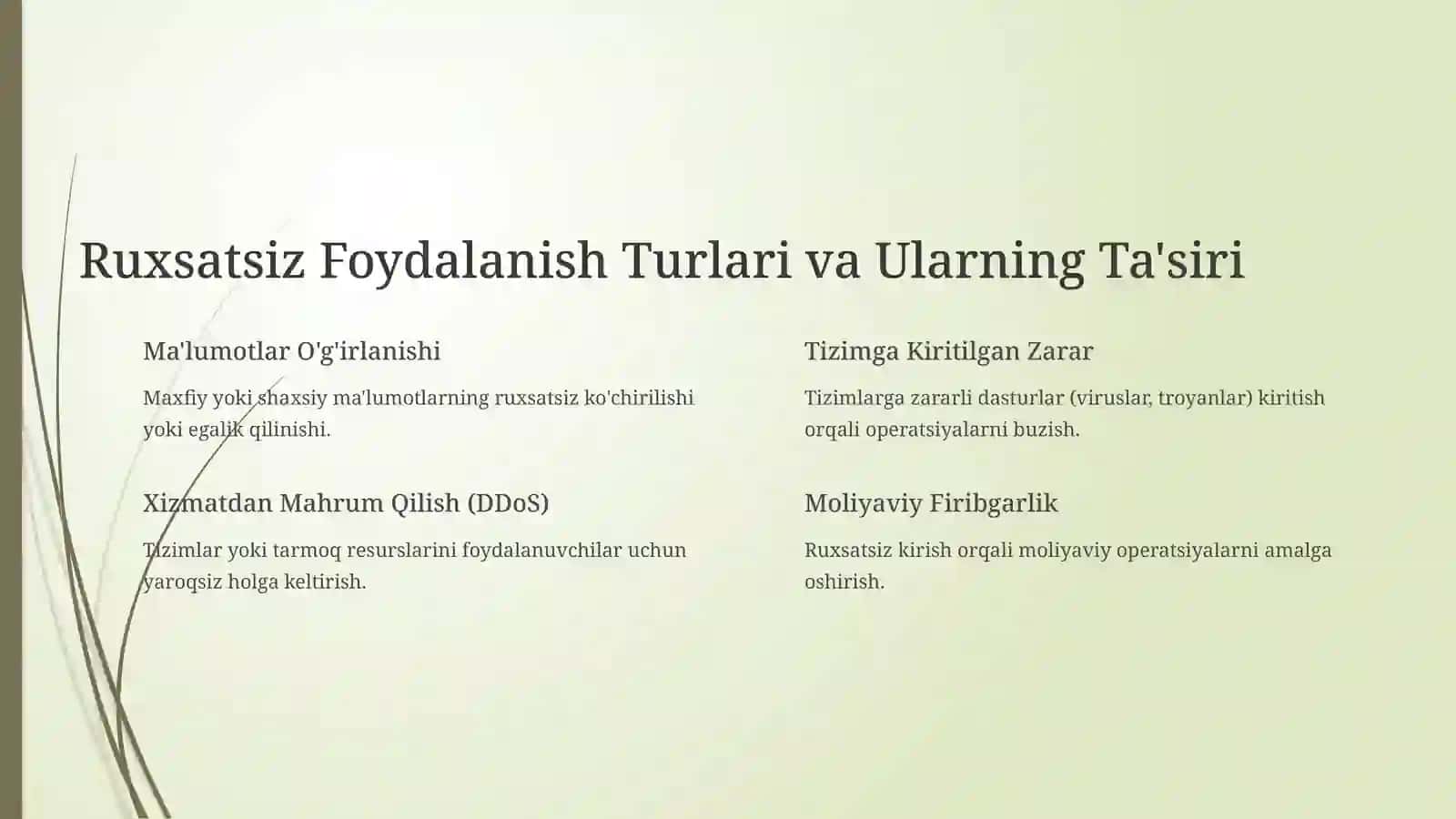 Axborot Tizimlari va Resurslaridan Ruxsatsiz Foydalanishlarni Aniqlash Uslubiyati 3