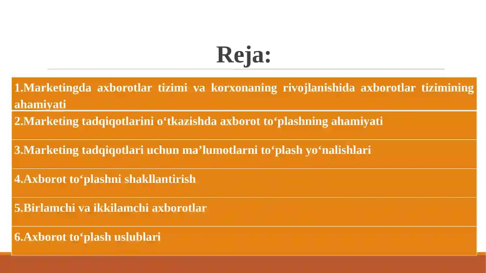 Marketing tadqiqotlarida axborot to’plash usullari 3