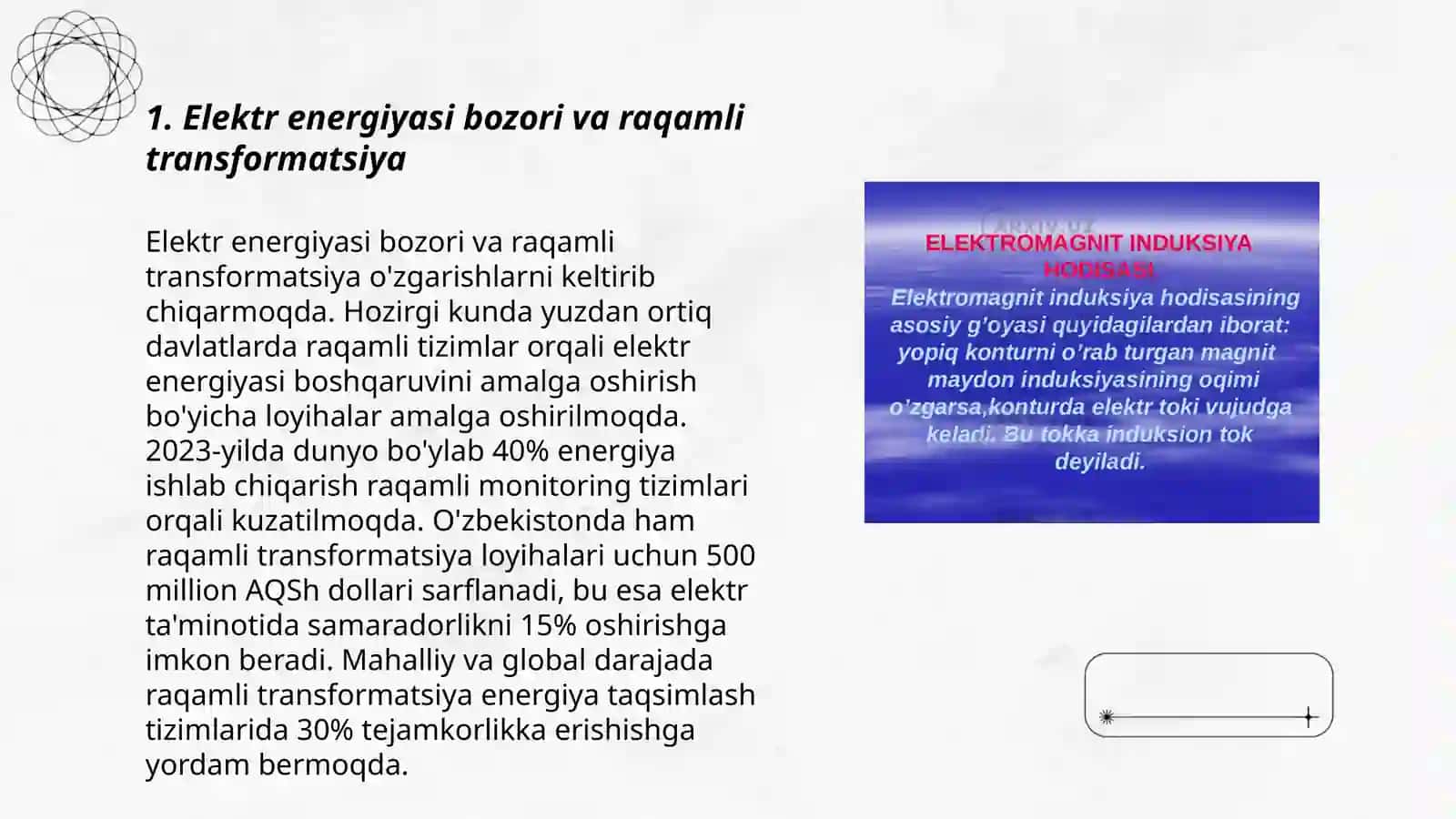 Elektr energiyasi bozoridagi innovatsiyalar va tahdidlar 3