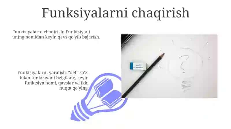 Funktsiyalar yaratish va ulardan foydalanish 3