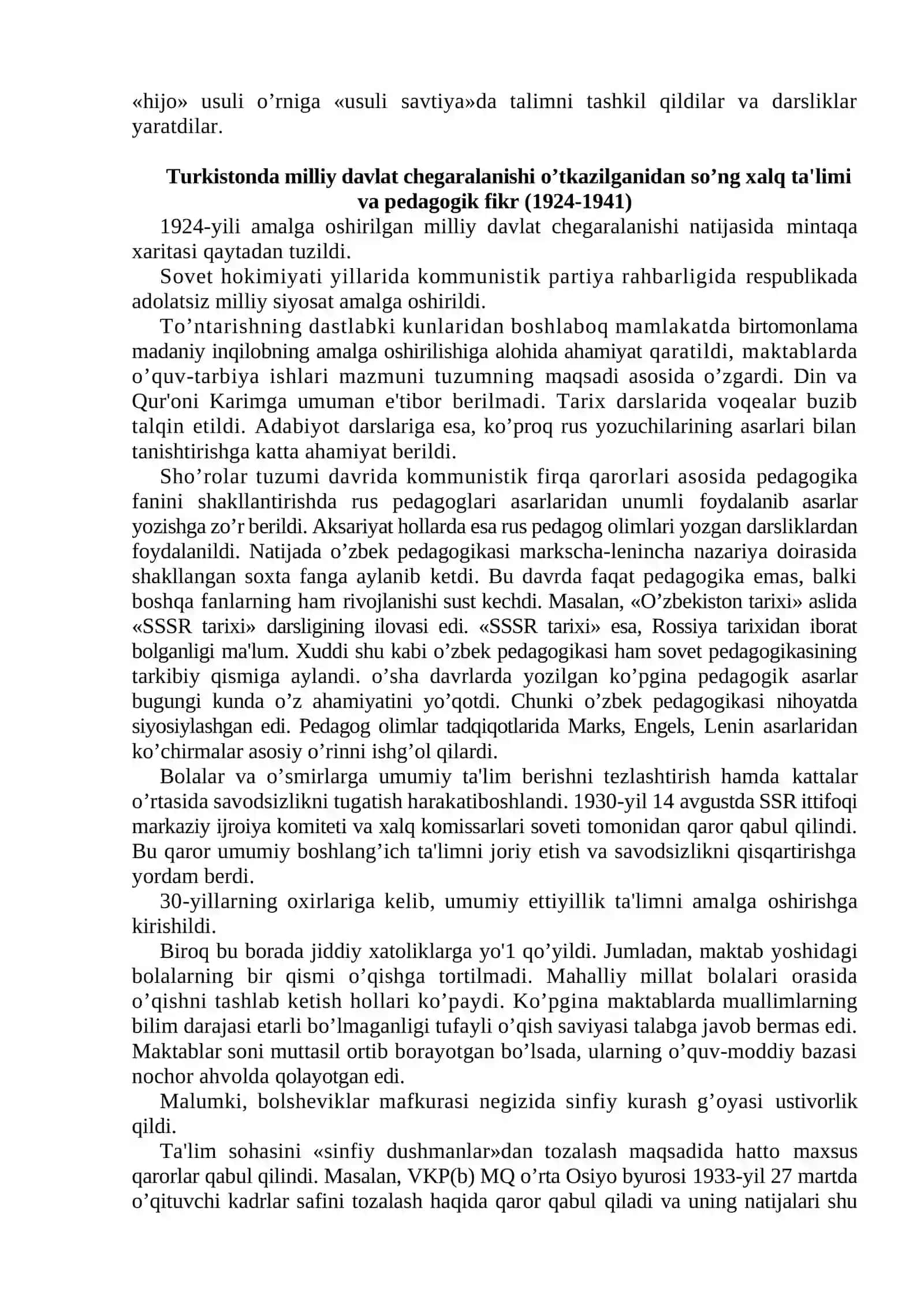 1917-1990 YILLARDA O'ZBEKISTONDA XALQ TA’LIMI. O’ZBEKISTON RESPUBLIKASINING TA’LIM TURLARI VA FUNKSIYALARI 3