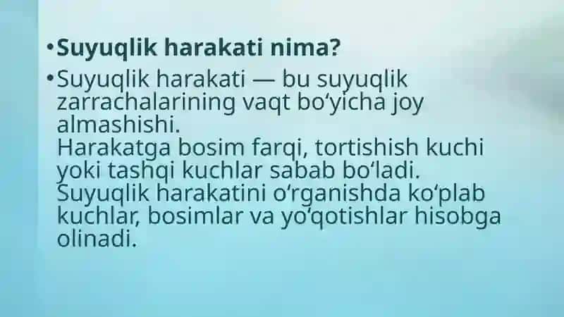 Ideal va real suyuqliklar harakati: asosiy farqlari va xususiyatlari 3