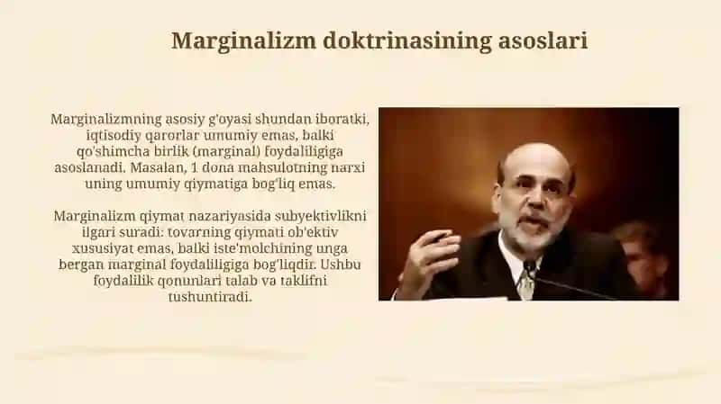 Marjinalizm ta'limoti va neoklassik iqtisodiy maktablar 3