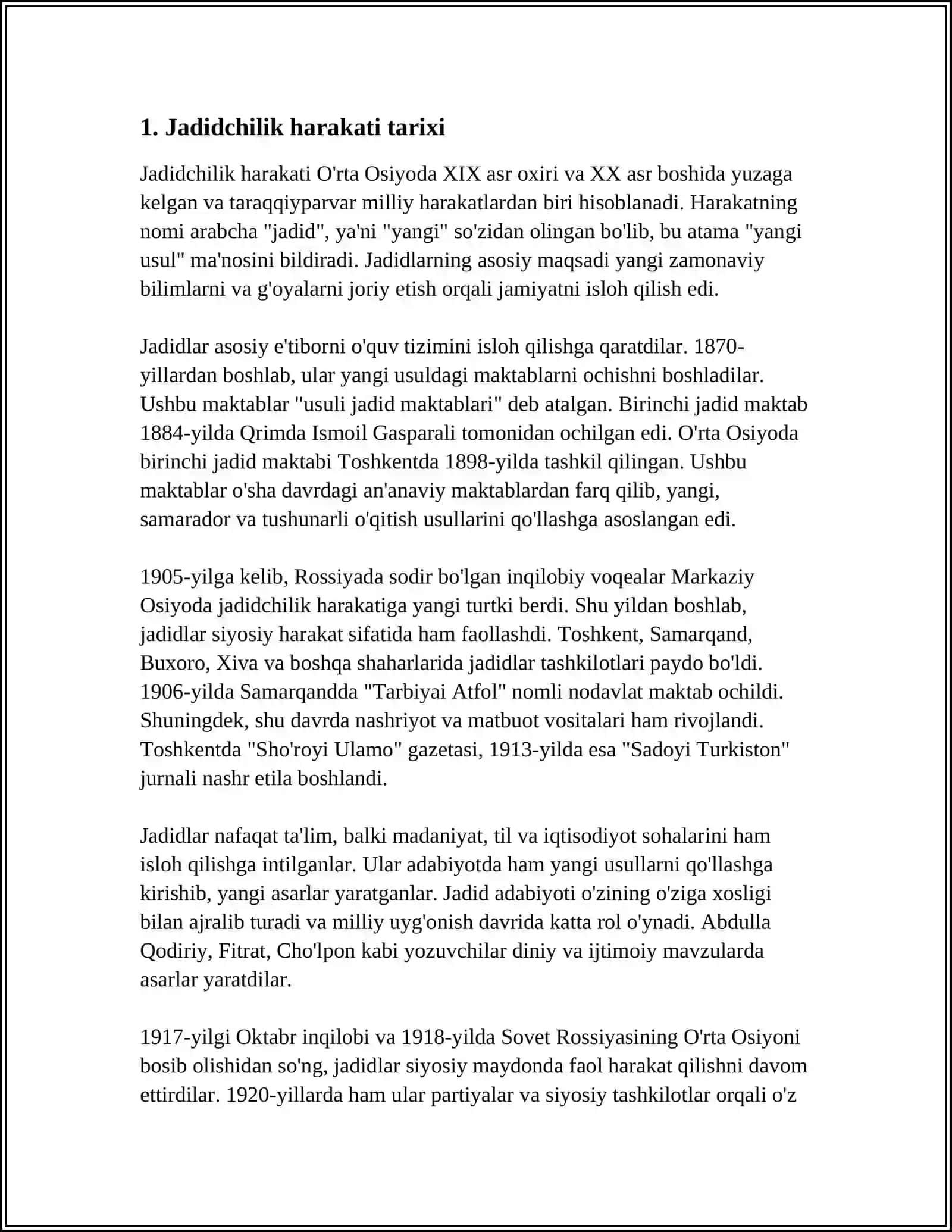 TURKISTONDA JADIDCHILIK VA MA'RIFATPARVARLIK G‘OYALARI 3