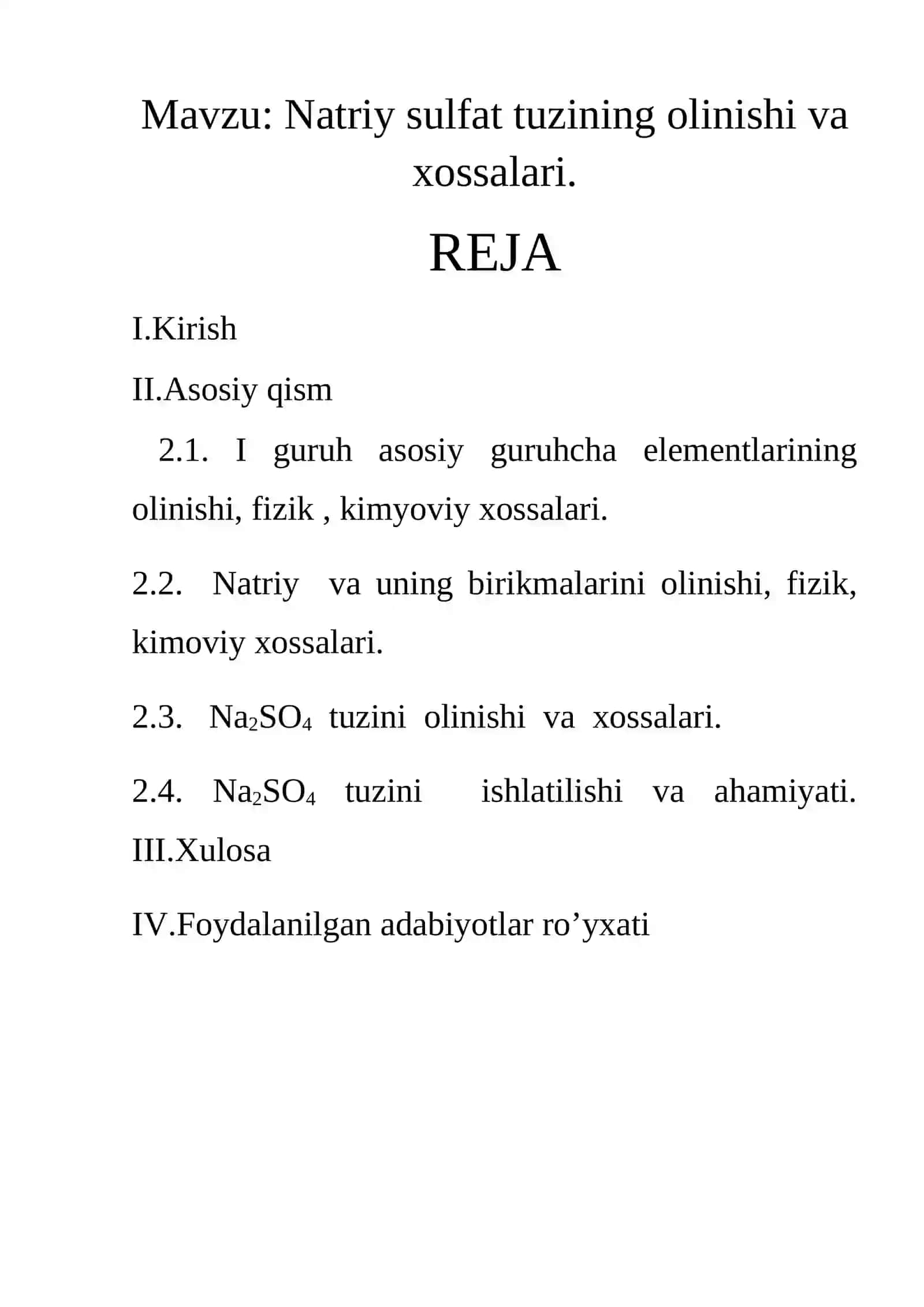 Natriy sulfat tuzining olinishi va xossalari 3