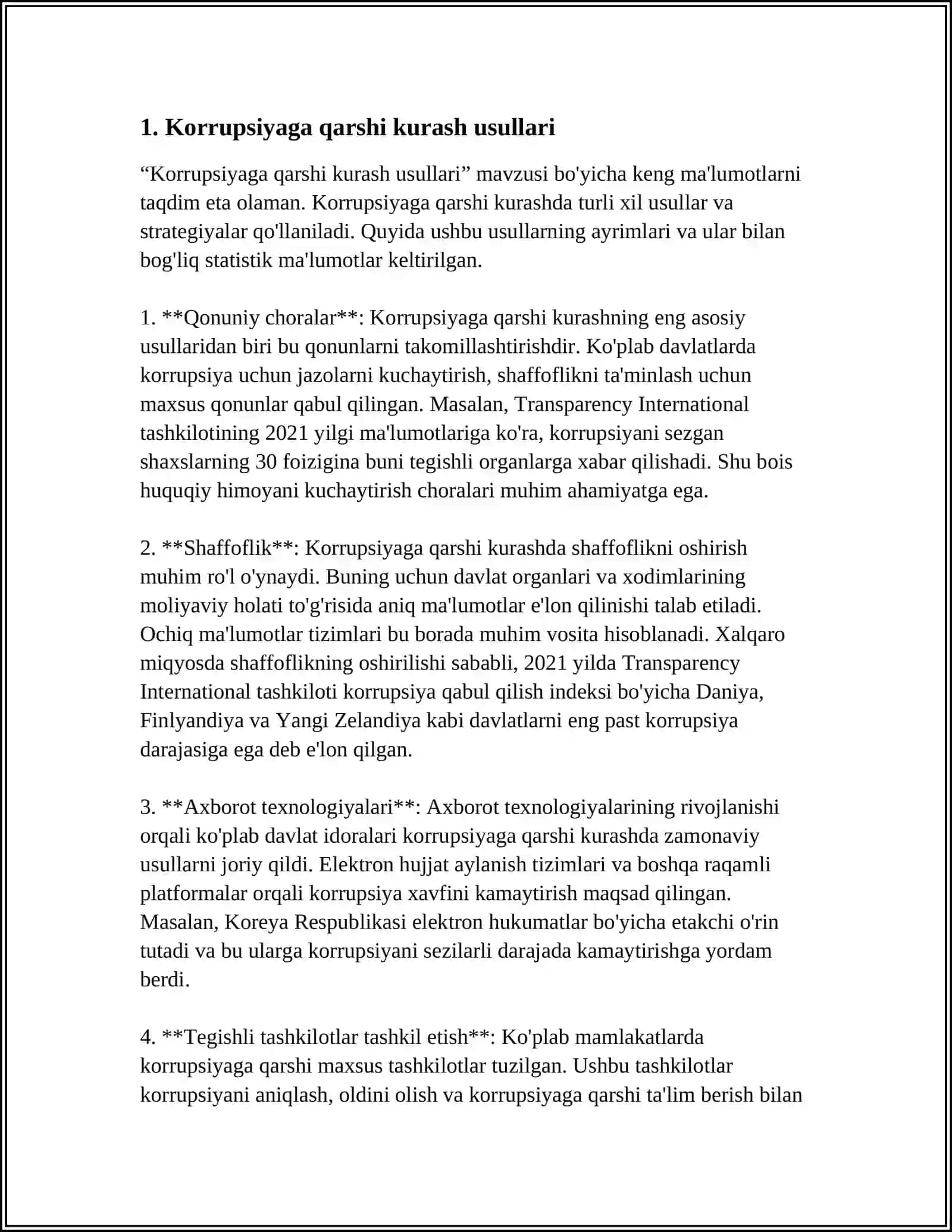 Korrupsiyaga qarshi kurash usullari 3