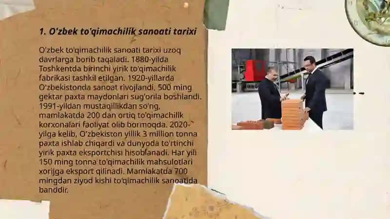 O'zbekistonda to'qimachilik sanoating rivojlanishi 3