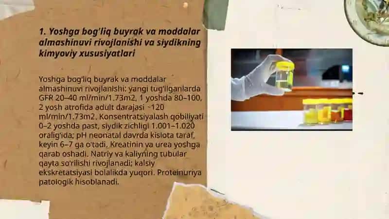 Siydikning kimyoviy xususiyatlariga moddalar almashinuvi 3