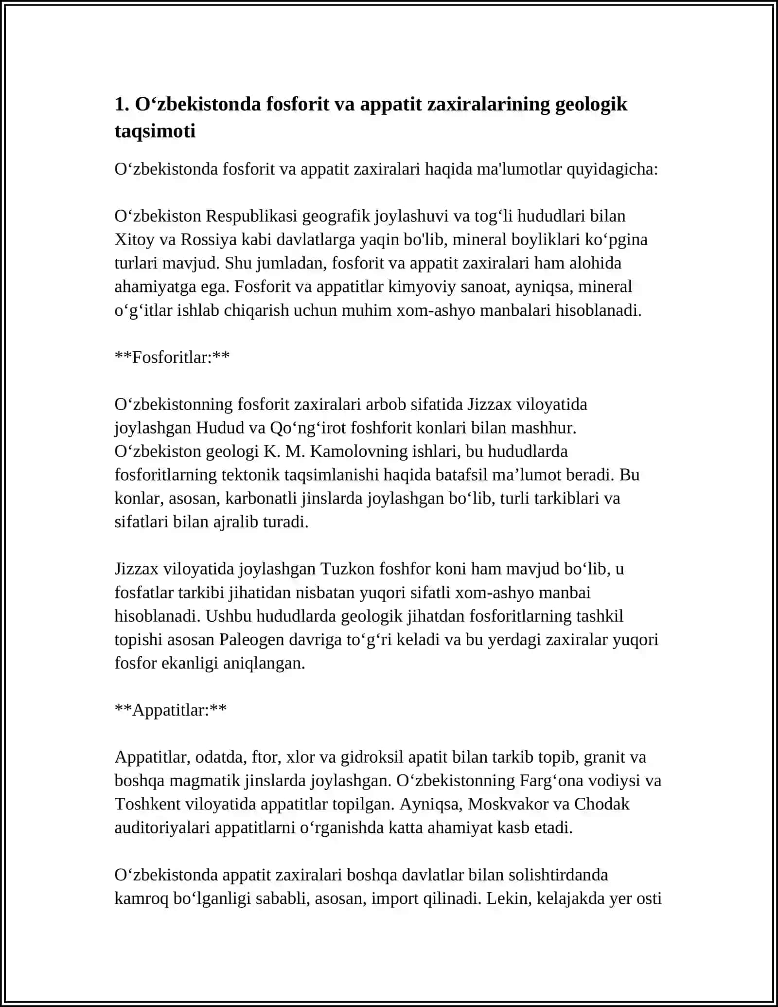 OʻZBEKISTONDA FOSFORIT VA APPATITLARNING ZAHIRALARI 3