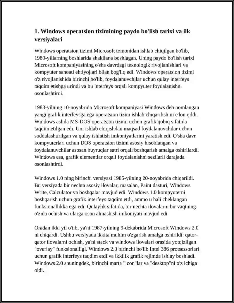 WINDOWS OPERATSION TIZIMI TARIXI VA UNDA ISHLASH ASOSLARI 3