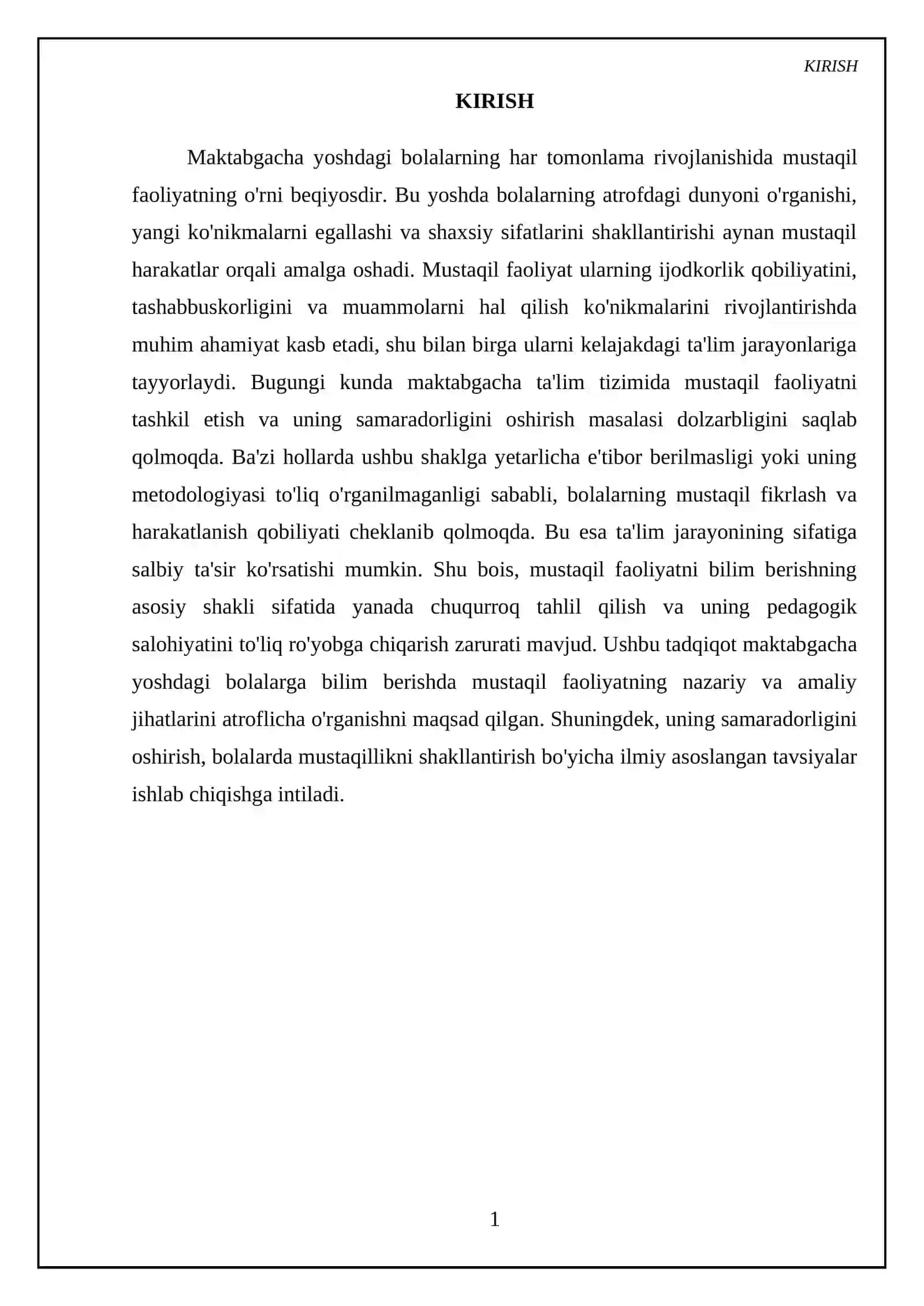 Mustaqil faoliyatning maktabgacha ta'limdagi o'rni va ahamiyati 3