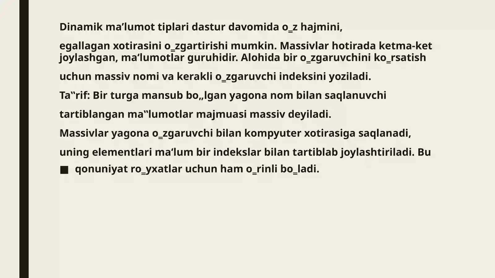 Pythondamassivlar va satrlarga doir dastur tuzish 3