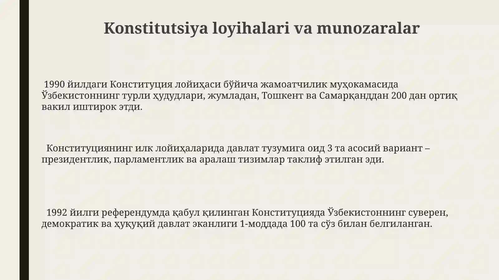 Konstitutsiya loyihalari va munozaralar 3