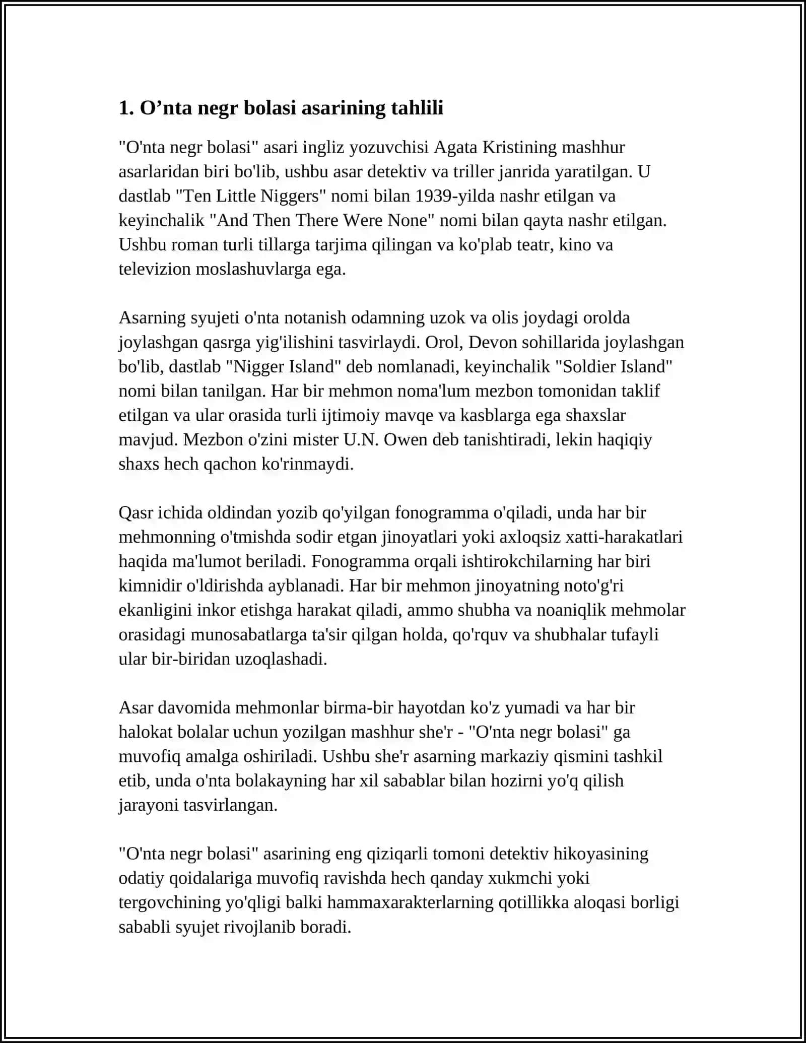O’NTA NEGR BOLASI ASARI 3