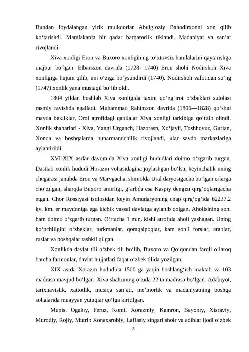 Xiva Xonligida Hokimiyat Tepasiga Qo‘ng‘irot Sulolasi 3