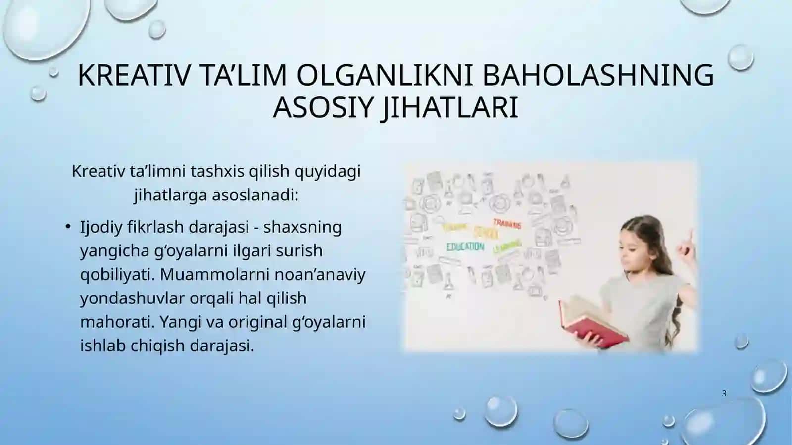 Kreativ ta’lim olganlikni tashxis etishning mohiyati 3