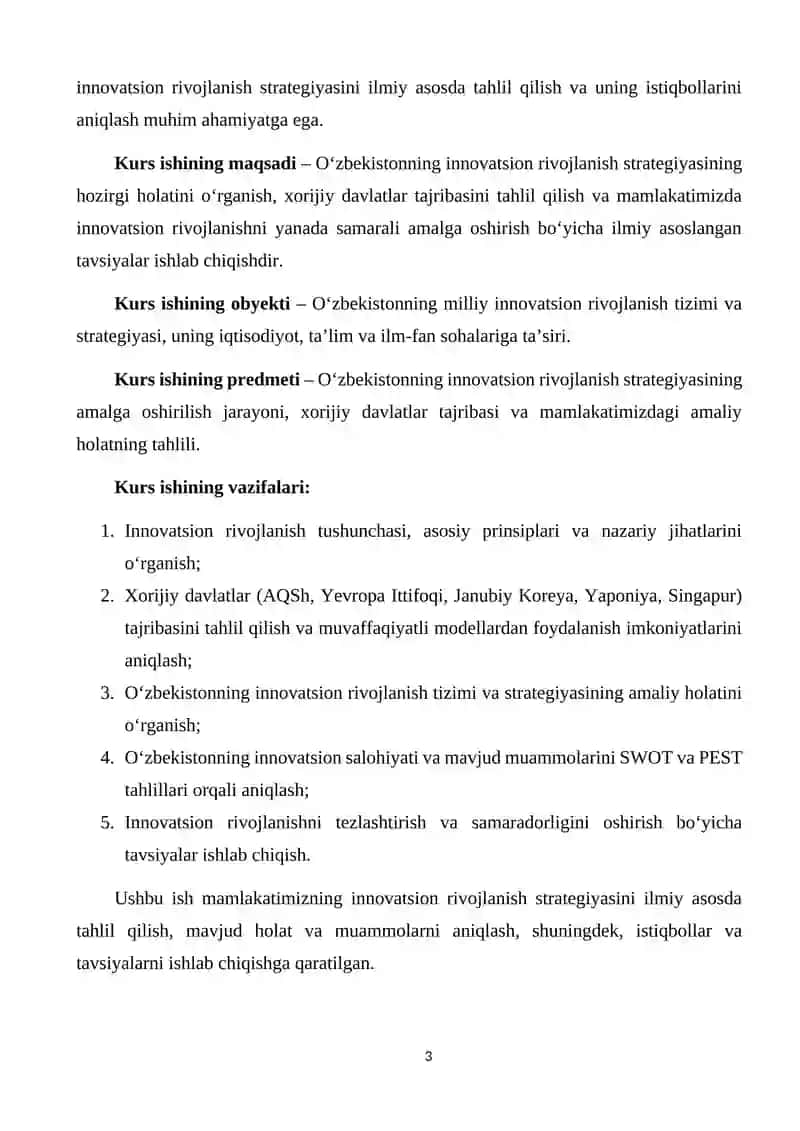 O'ZBEKISTONNING INNOVATSION RIVOJLANISH STRATEGIYASI HOLATI VA ISTIQBOLLARI 3