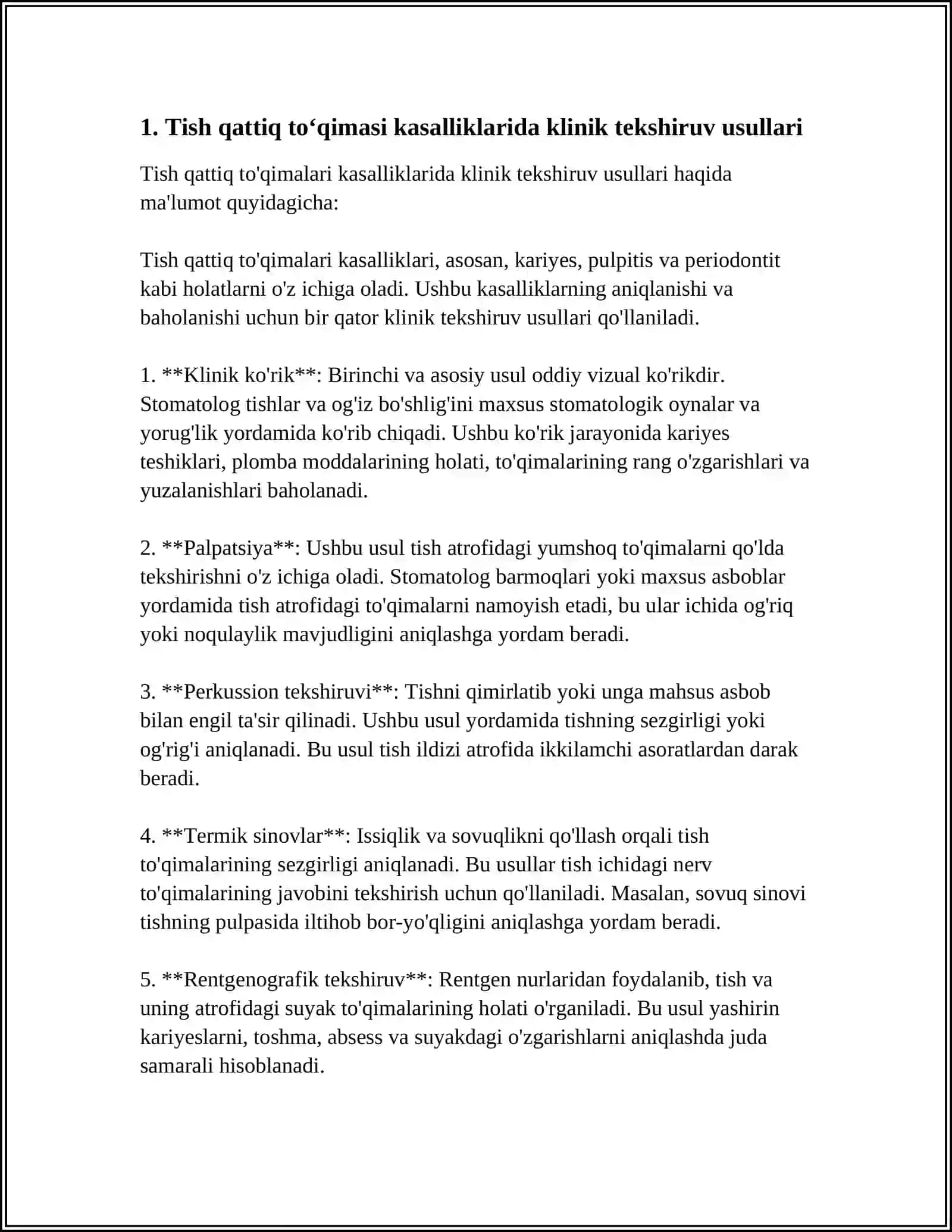Tish qattiq to'qimasi kasalliklarida klinik tekshiruv usullari 3